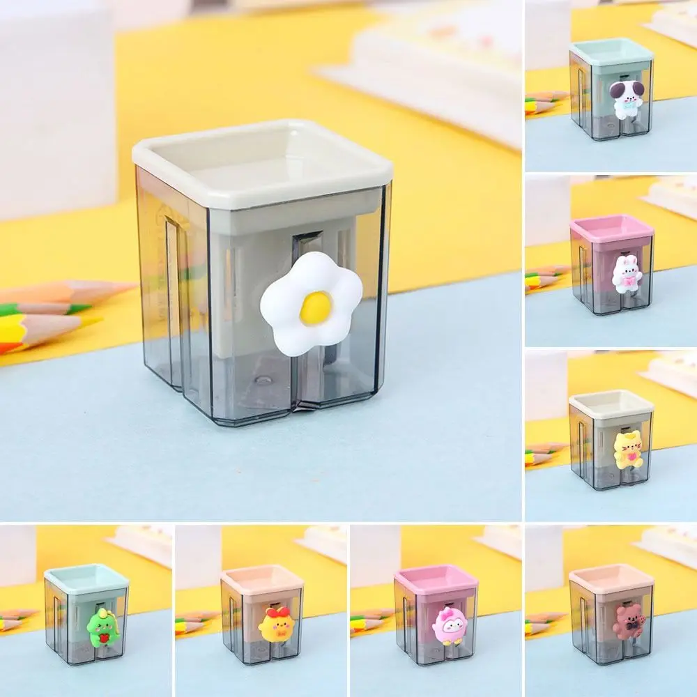 

4Pcs Plastic Pencil Sharpener Stationery Student Gift Pencil Blade Cartoon Double Hole Pencil Cutter School Office Supplies