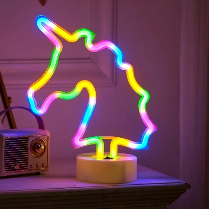 

USB Neon Light Unicorn Shaped Sign Neon Moon Flamingo Lights Lighting Wall Decor Led Lights for Wedding Bedroom Kids Baby Room