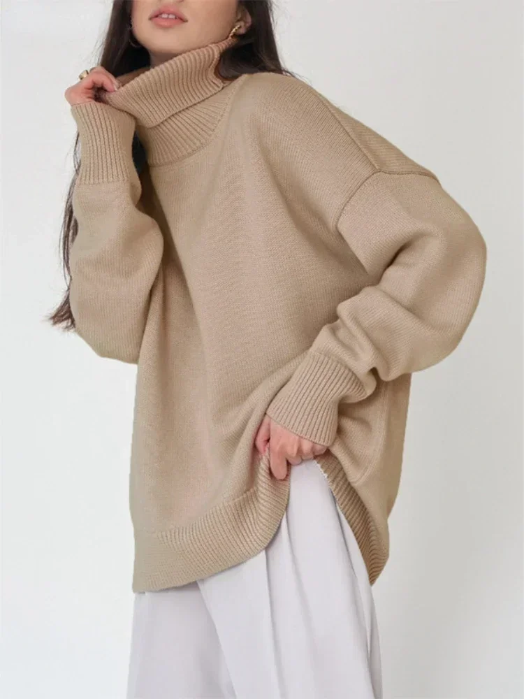 

2023 Women's Sweater Korean Fashion Autumn Winter New Solid Turtleneck Pullover Long-sleeved Loose Casual Women's Top Keep Warm