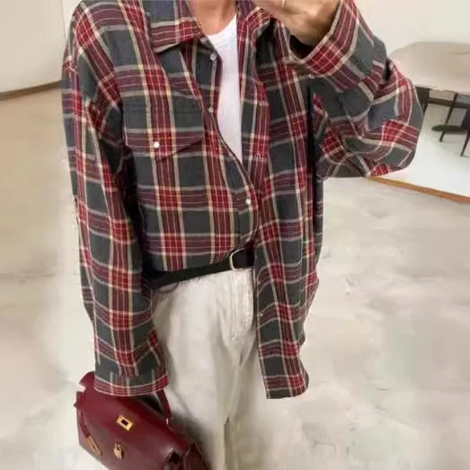 Blusas Para Mujer Клетчатые рубашки Осенняя женская одежда Рубашки и блузки в клетку