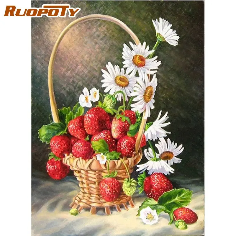 

RUOPOTY Painting By Number chrysanthemum Oil Painting Drawing On Canvas HandPainted Flower Wall Picture For Living Room Handmade