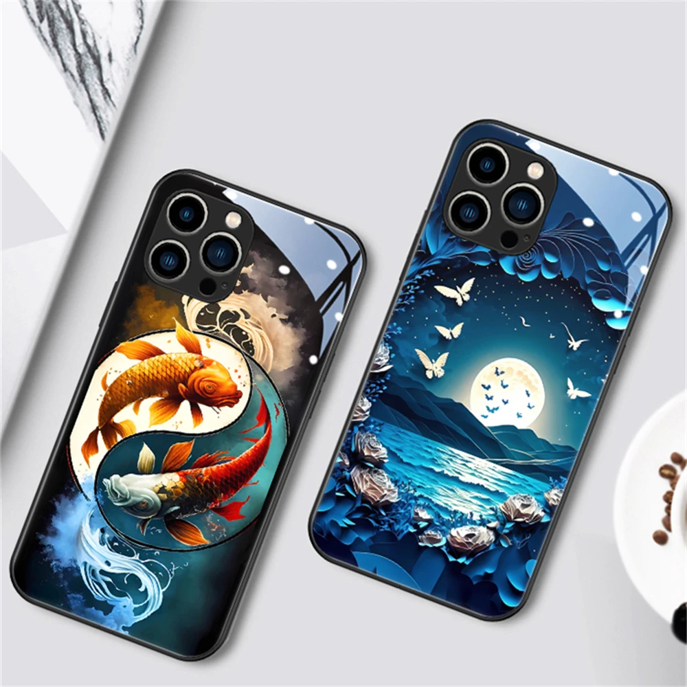 Стильный чехол для телефона с дизайном «Бабочка, Луна, Море» и LED-подсветкой, с функцией вспышки при звонке и блестками, для Samsung S26 S25 S24 S23 S22 S21 Plus Ultra (art.: 3920dc7a387fe) - 3920dc7a387fe
