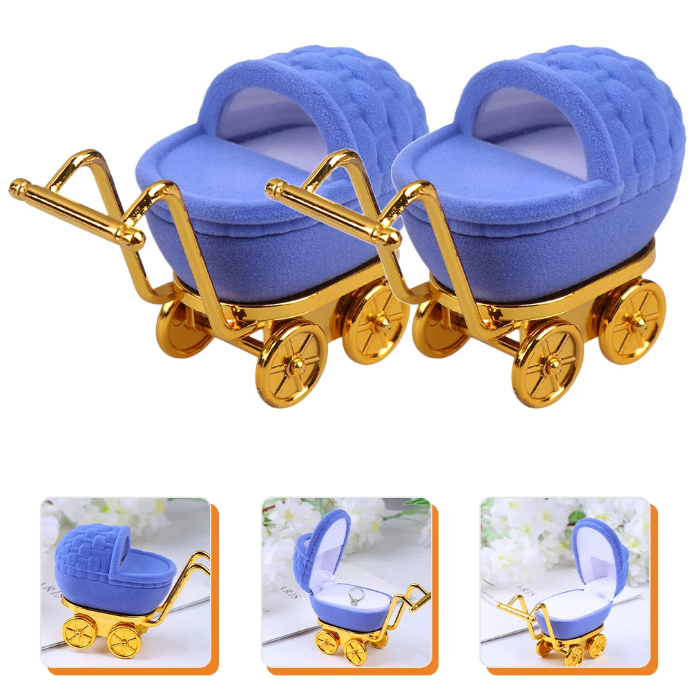 

2pcs Jewelry Gift Boxes Infant Stroller Shaped Ring Boxes for Valentine's Day Anniversary