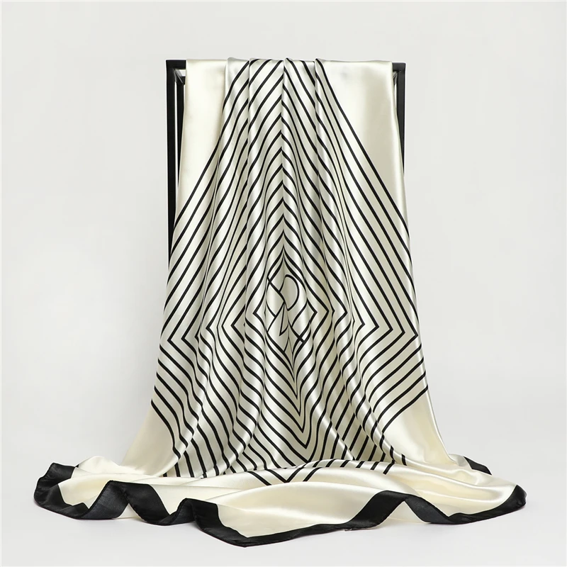 Шелковая шаль с принтом новый шарф хиджаб квадратный для женщин ретро-повязки