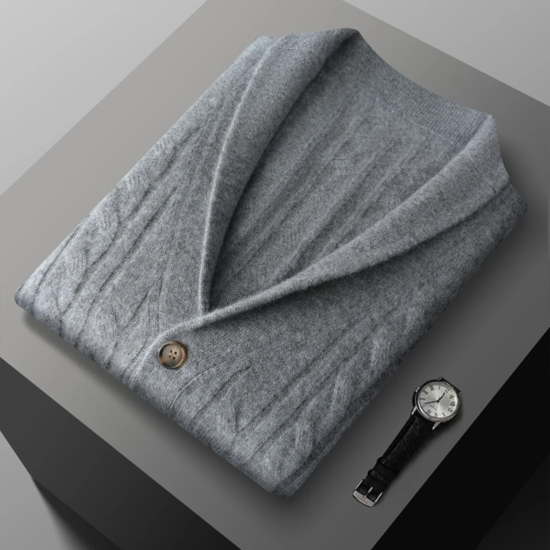 Новый мужской свитер из 100% кашемира осенью и зимой с толстым жаккардовым