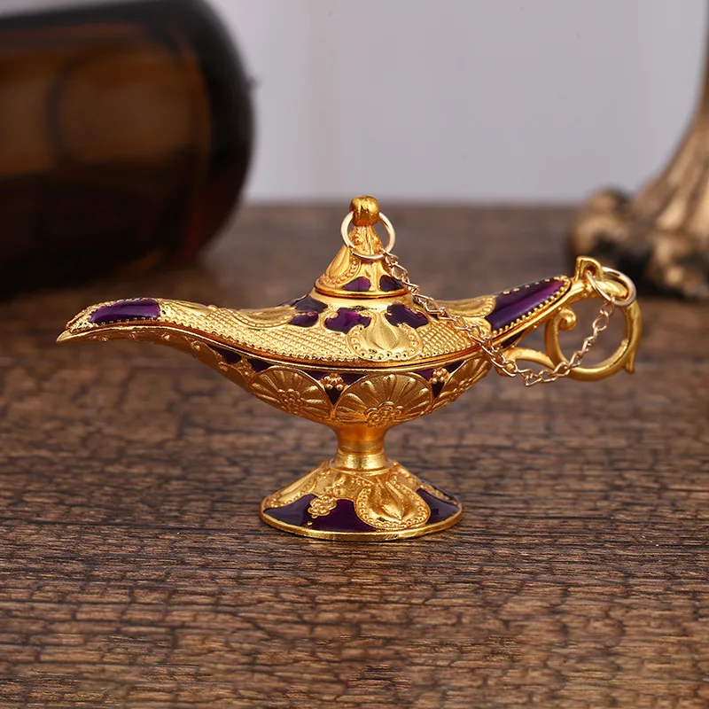 

Vintage Legend Aladdin Lamp Magic Genie Wishing Light,Collectable Rare Classic Arabian Costume Props Lamp Tabletop Decor Crafts