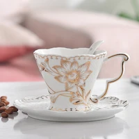 european ceramic coffee cup saucers set continental luxurious porcelain teaware set solid color english afternoon drinkware