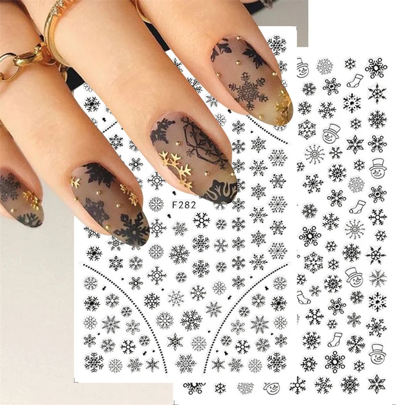 

1pcs Multi Color Snowflake Nail Art Sticker Christmas Elk Santa Transfer Slider Nails Decals Winter New Year Decorati Nail Parts