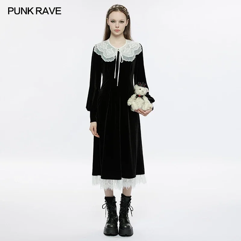 Женское бархатное платье в стиле Панк RAVE повседневное готическое со съемным