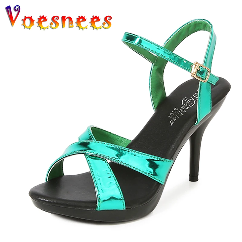 

Women Diamonds Sexy Sandals 2022 Summer Shoes Female Party Runway Shoes Point Toe High Heels Platform Black Thin Heels Classics