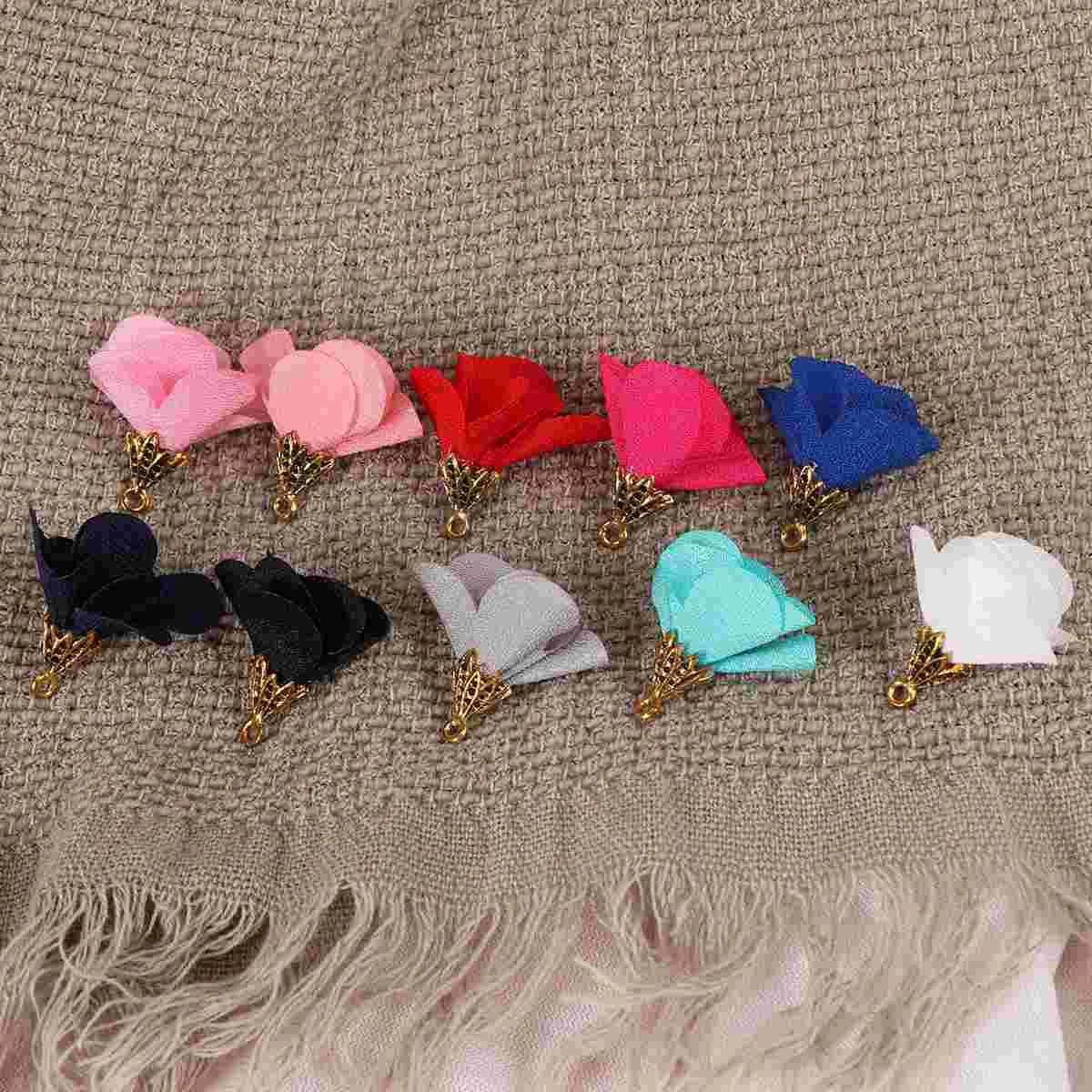 

50 PCS Flower Tassel Keychain Necklace Flowers Delicate Pendant DIY Drop Earrings