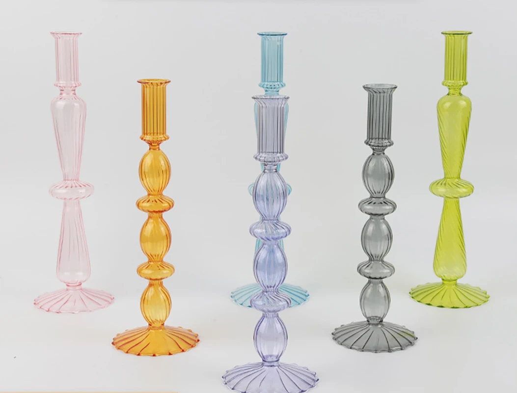Household Living Room Decoration Colorful Transparent Candle Ware Home Tabletop Decoration