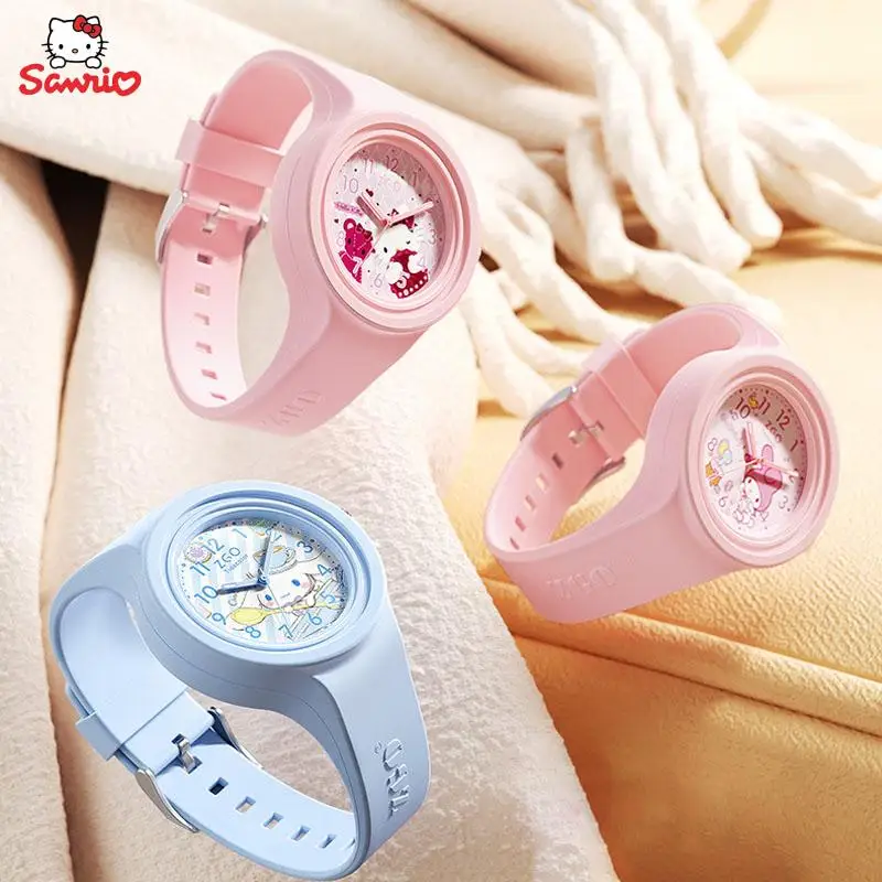 

Милые часы Sanrio Hellokitty Kuromi Cinnamoroll аниме детские водонепроницаемые светящиеся удобные желейные кварцевые часы студенческий подарок