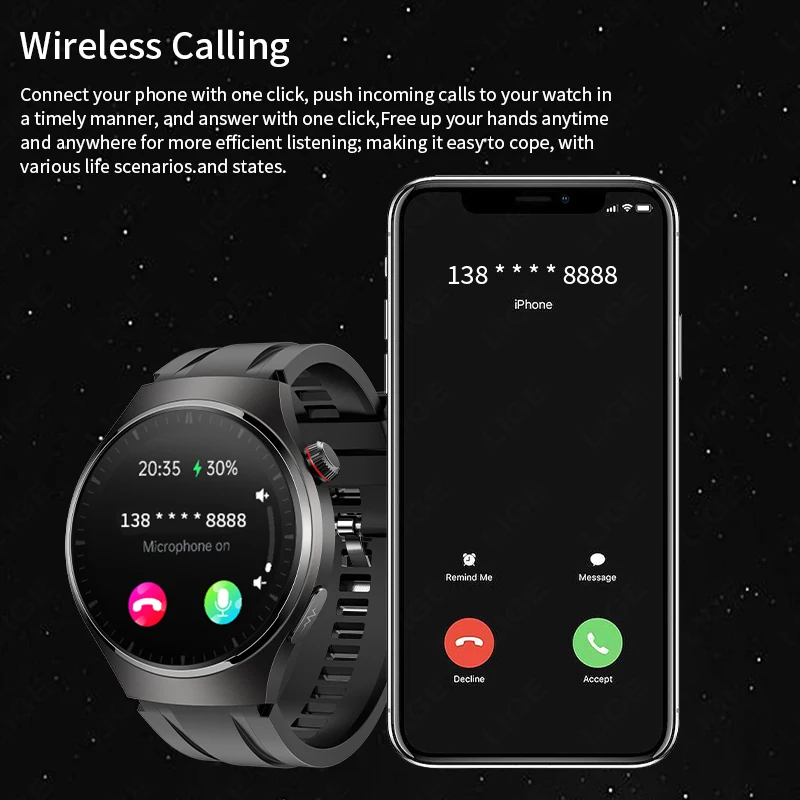 Водонепроницаемые мужские смарт-часы LIGE AI цвет в ассортименте