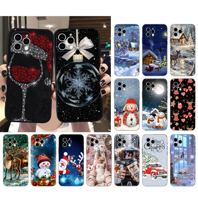 

Christmas Tree Deer Snowman Phone Case For iphone 15 14 13 12 11 Pro Max XS XR X 12mini 14 Plus Mobile Phone Case Funda