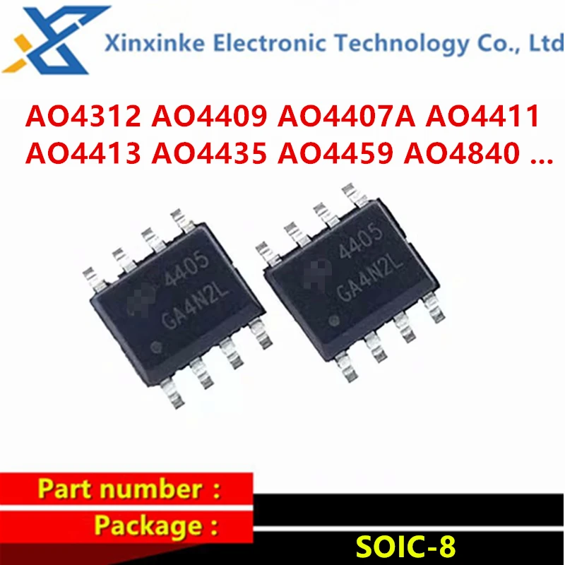 Чип AO4401 AO4402 AO4403 AO4404 AO4406 AO4407 AO4408 AO4409 AO4410 AO4411 AO4413 4419/4420/4423 4407A 4840 4459 SOP-8, 10 шт.