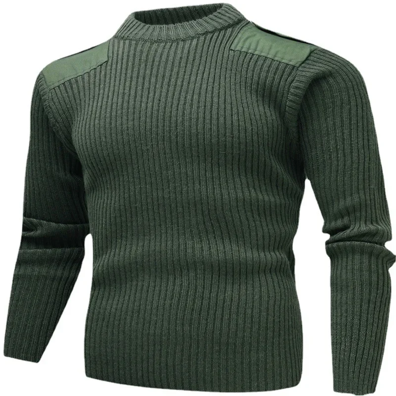 

Tactical Sweater Men Military Jersey British Army Knitted Pullover Winter Wool Patch Vintage Green O-Neck Knitwear Cold