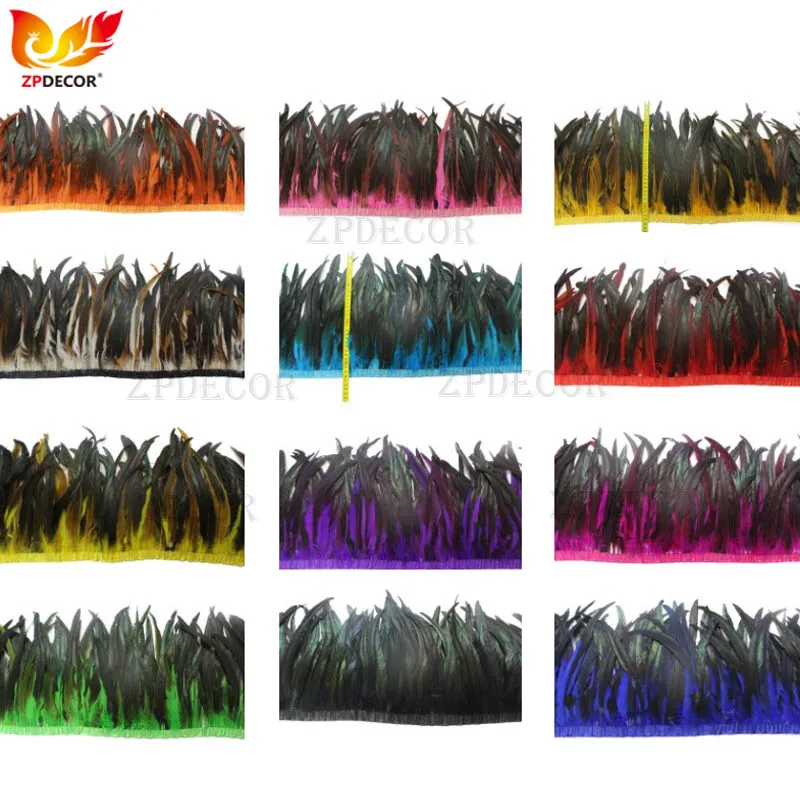 

ZPDECOR 30-35cm Direct Dye Rooster Feather Trim 2 Yard Per Lot