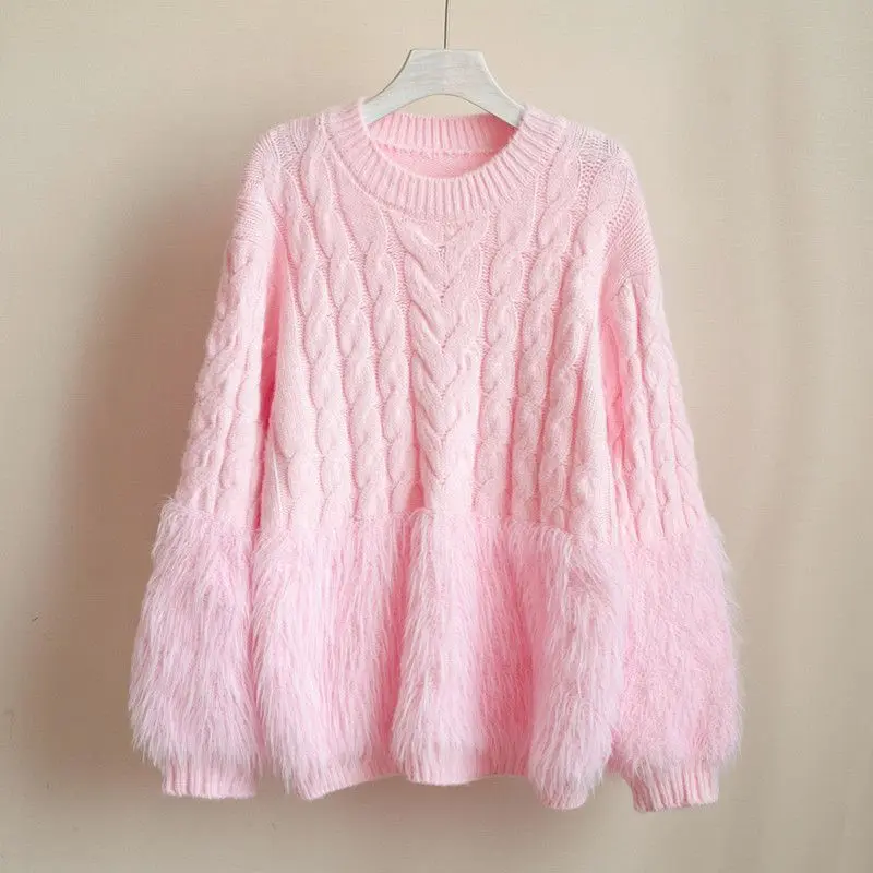 

Spring Autumn Women's Twist Tassel Sweater Loose Pullover Knitted Top