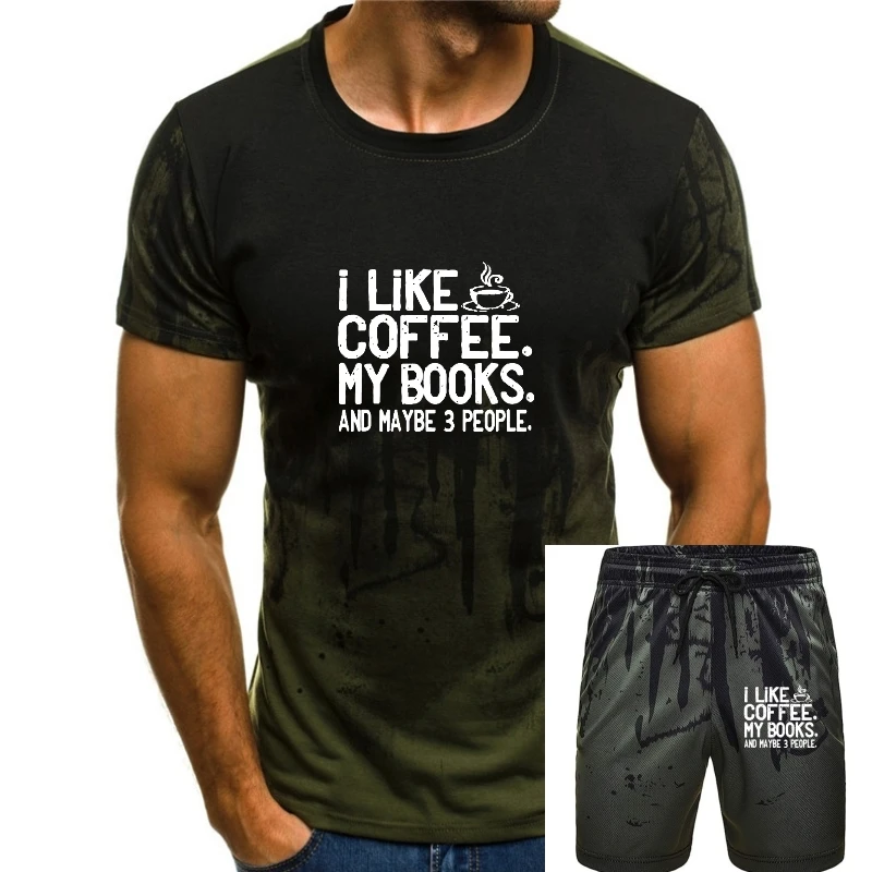

Забавная Подарочная футболка «Я люблю кофе, книги и может быть, 3 человека», забавные дизайнерские топы, рубашка, хлопковый топ, футболки для мужчин, 3D печать