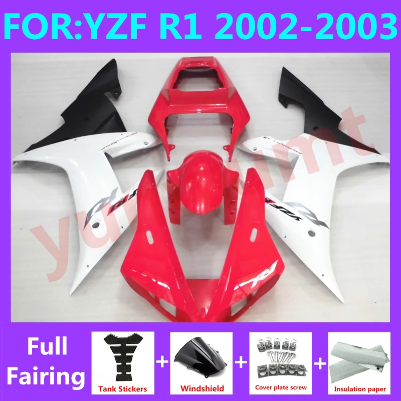 

NEW ABS Motorcycle Injection mold full Fairing Kit fit For YZF R1 2002 2003 YFZ-R1 02 03 Bodywork Fairings kits set red white