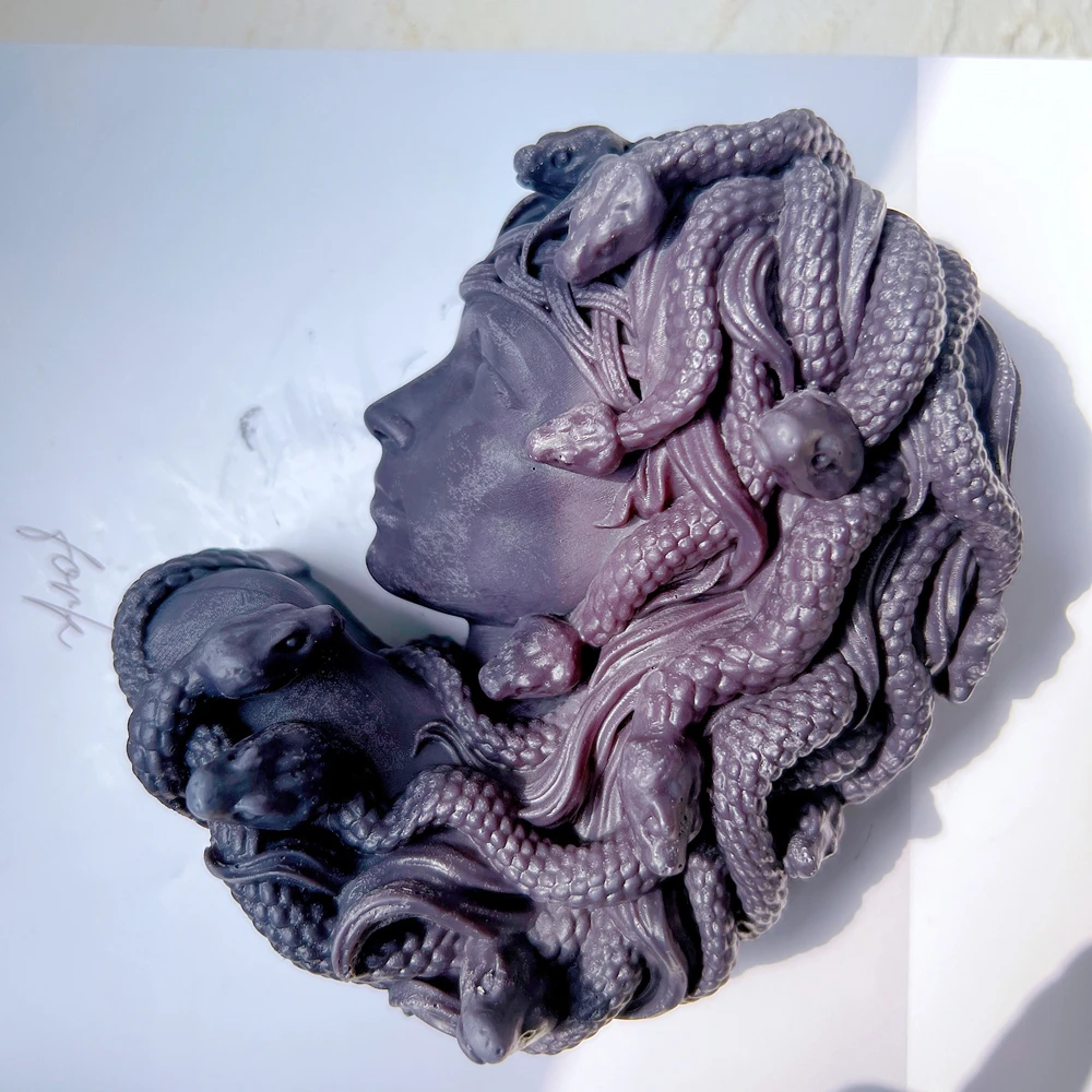 Фото Современная женская форма Medusa, силиконовая форма, голова змеи, восковая форма, греческая скульптура, тело, лицо, ужасная фигурка №4