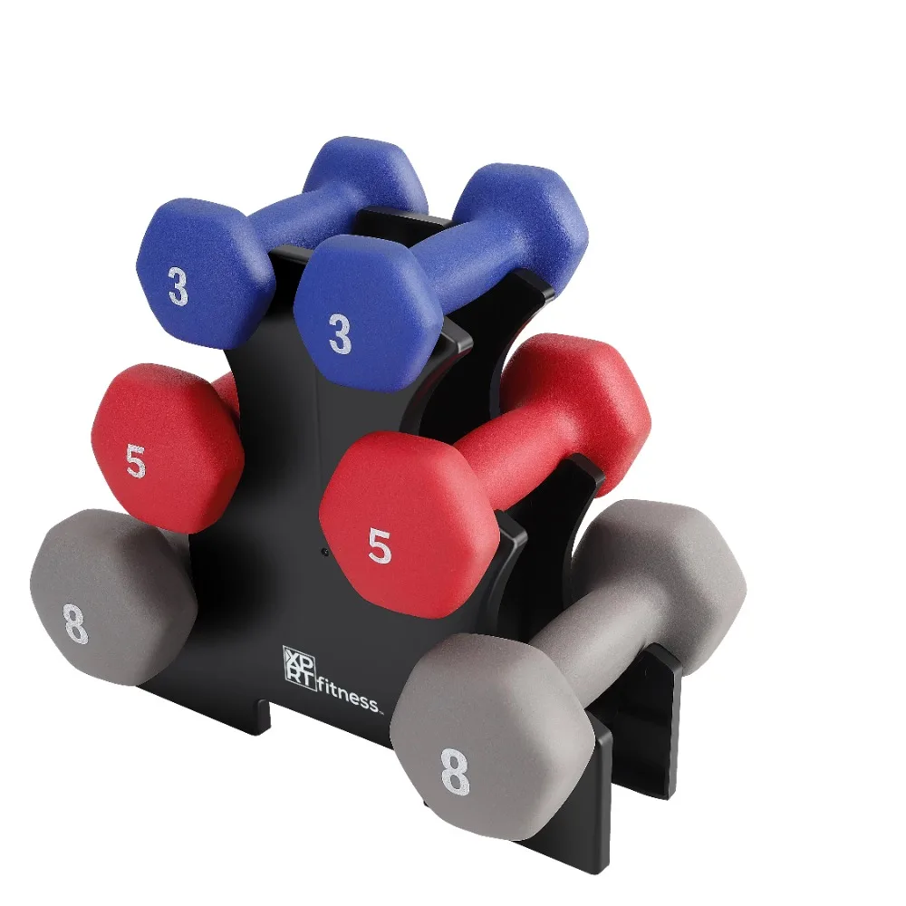 

32lb Neoprene Dumbbell Set with Rack exercise equipment dumbell musculation