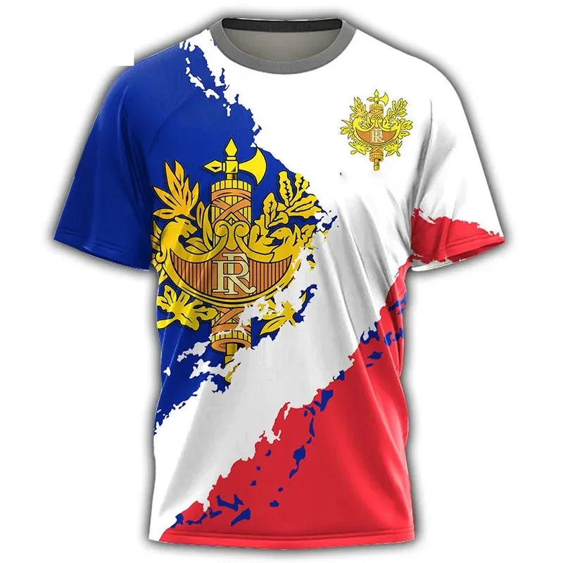 

France Army T-Shirts French Flag Emblem Camouflage 3d Print Oversized Short Sleeve Clothing Male T Shirt O-Neck Tees Tops