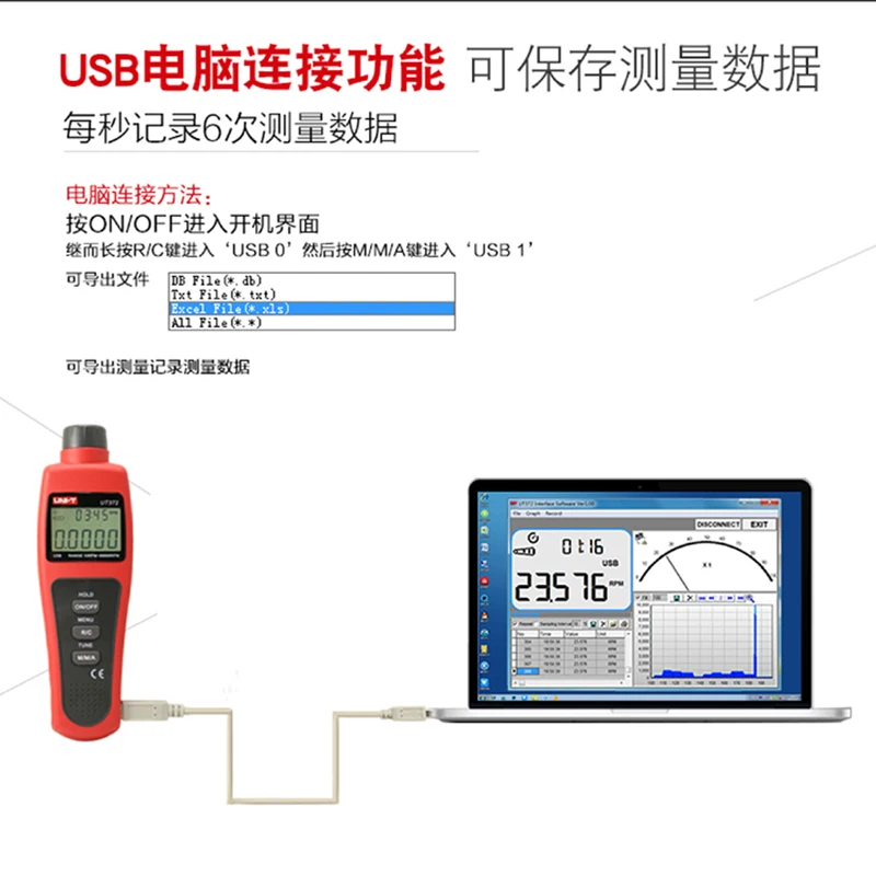 Тахометр Ulide UT372 с цифровым дисплеем высокоточный бесконтактный