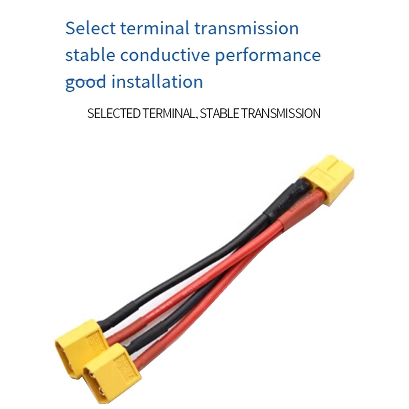 XT60 Parallel Battery Connector 1 Female To 2 Male Cable Dual Extension Y Splitter 14AWG Silicone Wire For RC Durable
