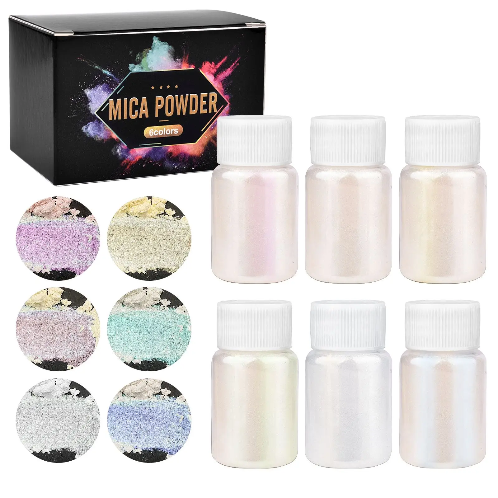 6Colors/Box Mica Powder Powdered Pigments Kit Colorant Dye DIY Resin Mold Jewelry Making Accessories Epoxy Color Pigment