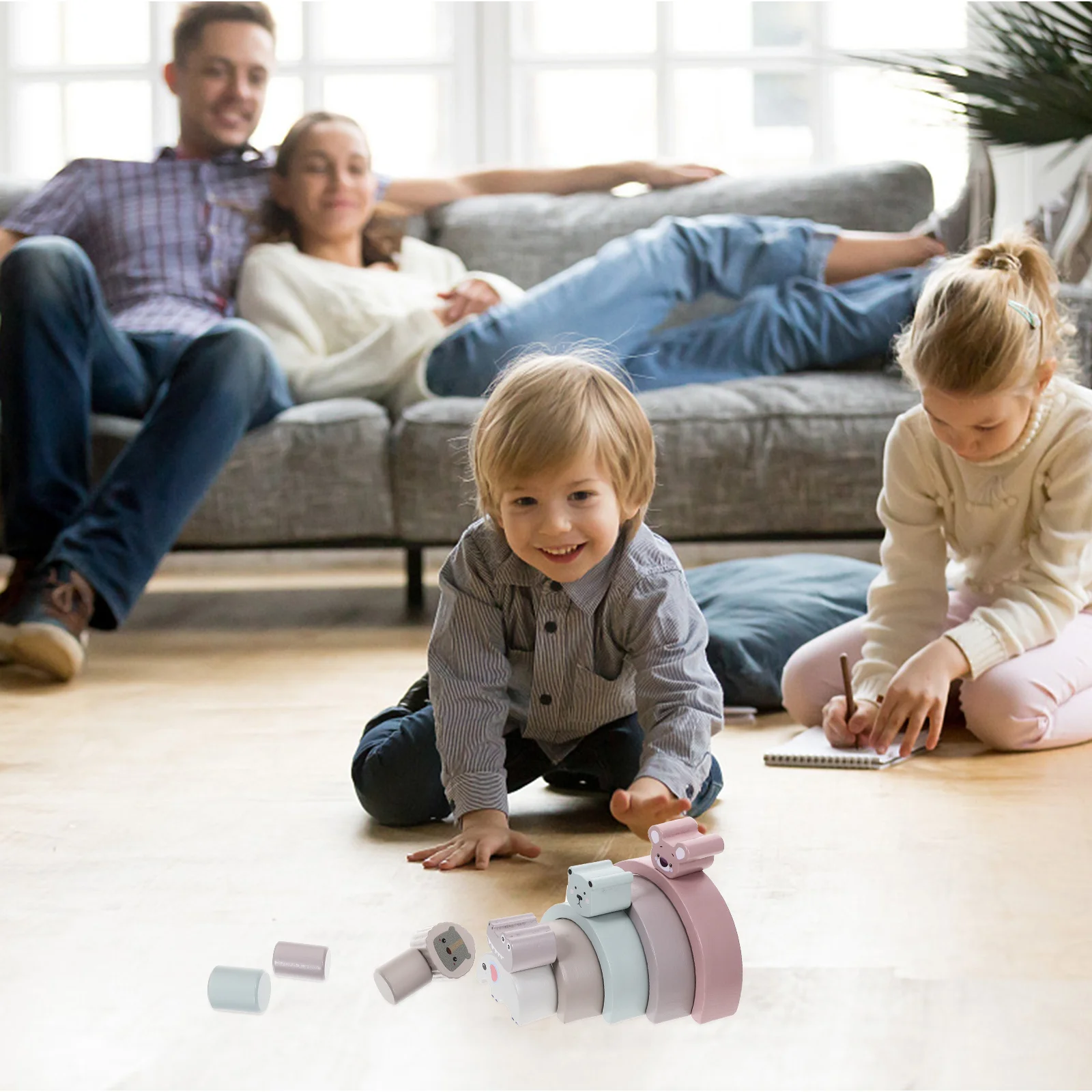 

Toddler Toys Party Cartoon Wooden Balance Children Blocks Stacking Early Educational