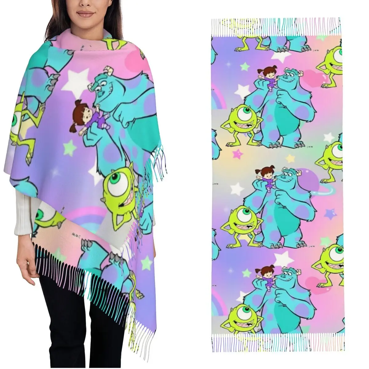 Женский шарф Monsters Inc Power Company зима-осень кашемировая шаль длинные большие шарфы с