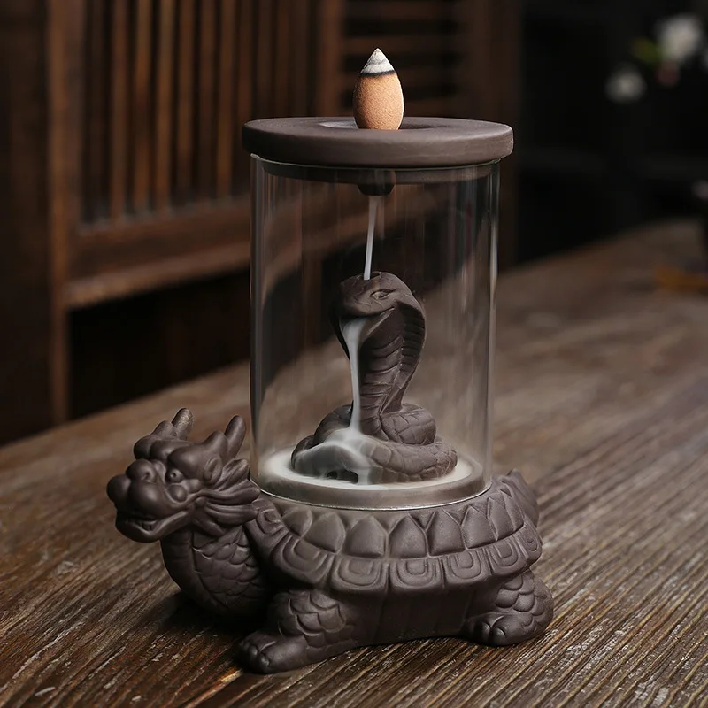 

Creative backflow incense burner Home Decor wind shield dragon turtle snake god backflow censer home accessories Living Room