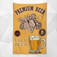 premium beer shabby retro banner wall art bar winery home decor beer day poster hanging chart flag with 4 metal grommets gift