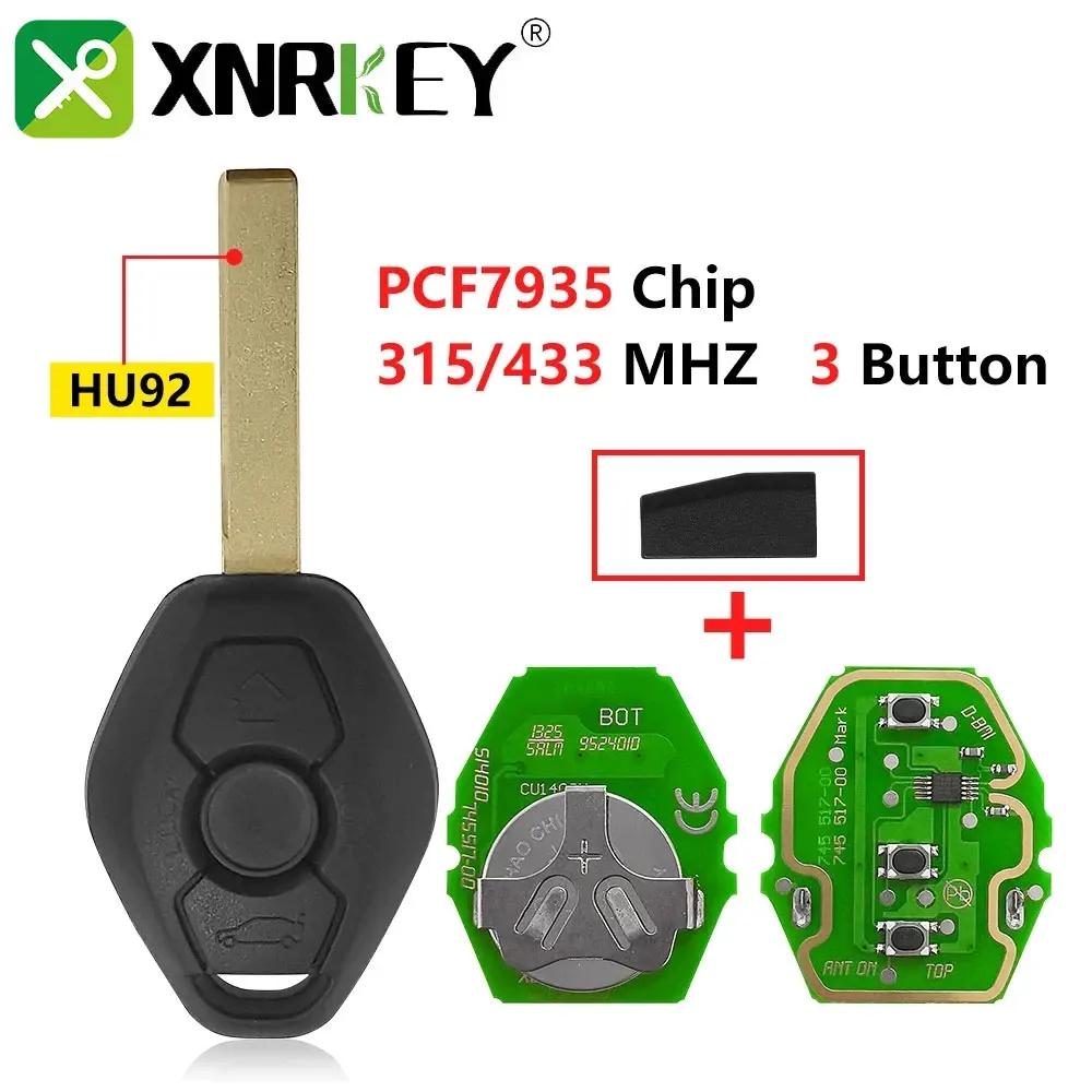 XNRKEY дистанционный Автомобильный ключ для BMW EWS чип PCF7935 X3 X5 Z3 Z4 1/3/5/7 серии HU92 315