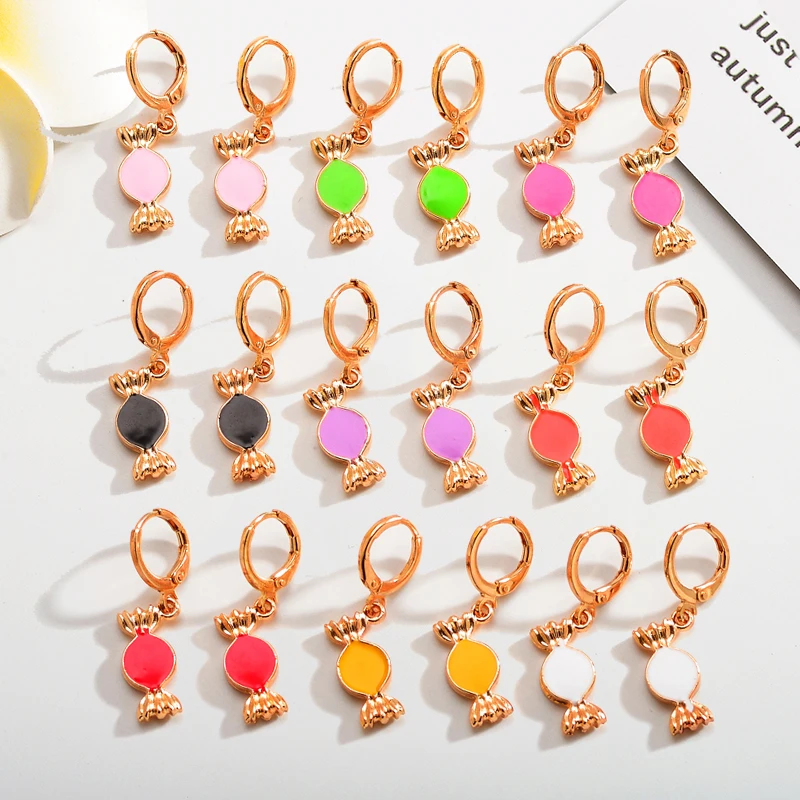 

2 Pairs Candy Pink Enamel Jewelry High Quality Creative Fashion Women's Hoop Earrings Party Women's Pendant Bracelet DIY Making