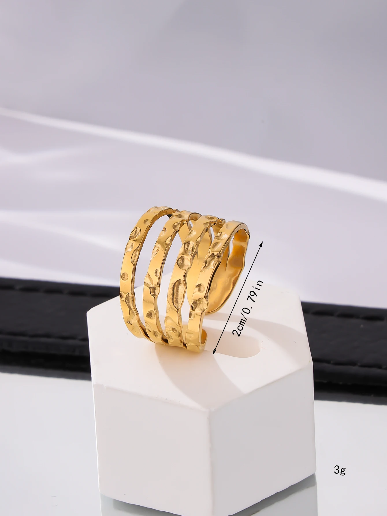 Original Design 18 Gold Plated Simple Three Layer Shape Adjustable Modern Style Opening Adjustable Men's and Women's Rings