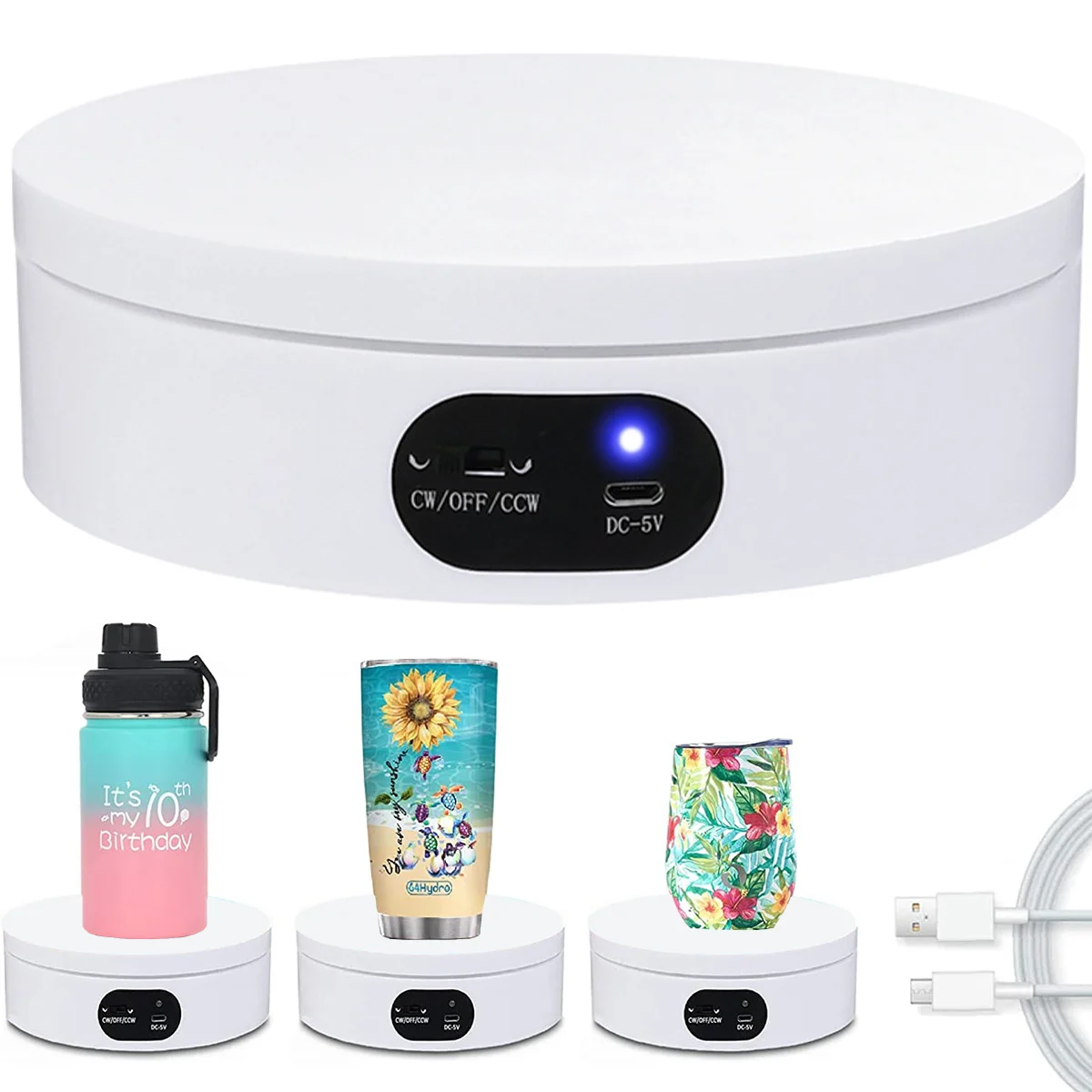 

Rotating Display Stand 360° Automatic Mute Electric Turnable with Battery/USB Power Supply Turntable Display Stand Rotating