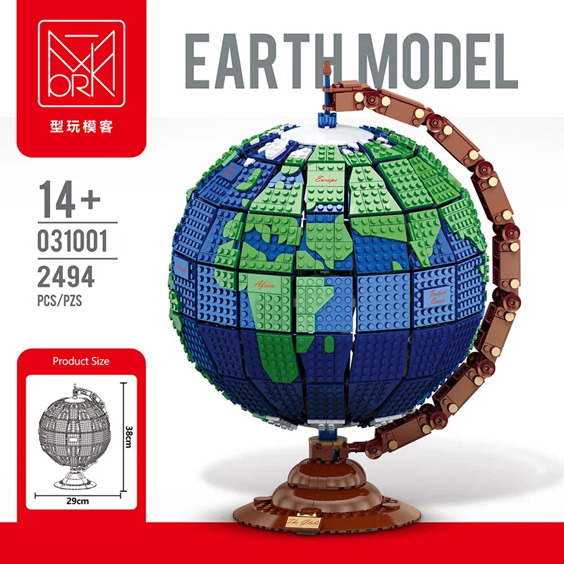 

Mork 031001 MOC Earth Globe New Packaging Modular Building Toys Blocks Kids Educational Puzzle Assembly Brick 2494PCS