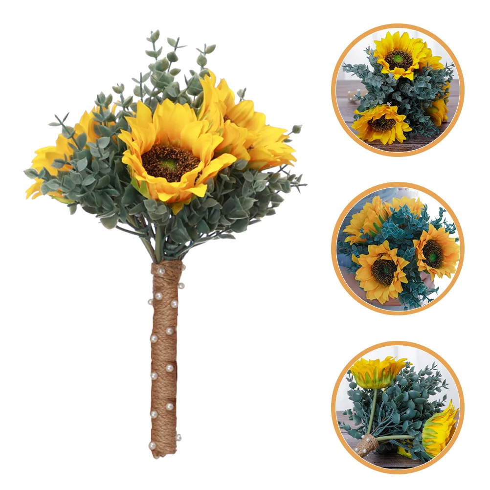 

Fake Bouquet Bridesmaid Bouquets Wedding Simulated Flower Decor Artificial Sunflower Household Realistic Rope Flowers