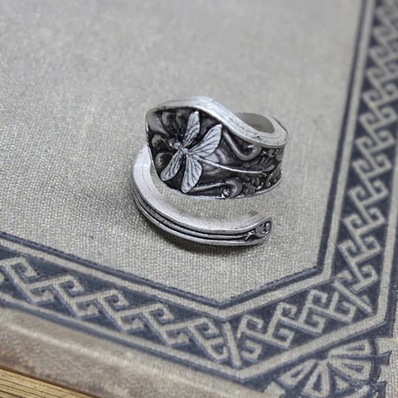 

Dragonfly Pattern Adjustable Opening Finger Ring For Women Boho Personalized Rings Jewelry Men Trend Accessories Party Gifts