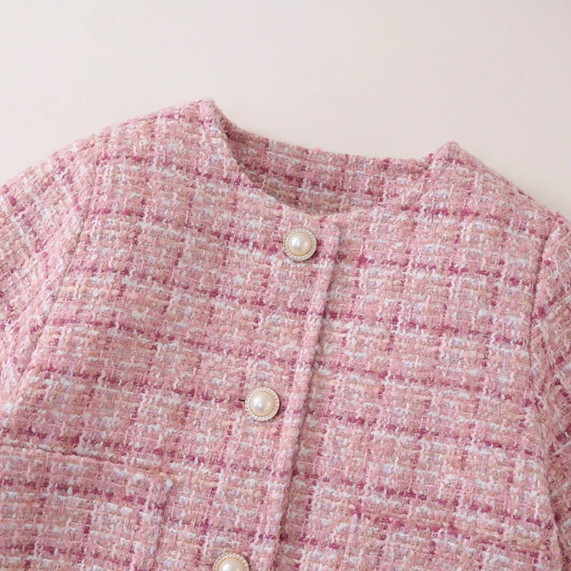 Розовый хлопковый утепленный комплект с маленьким ароматом для девочек 2024