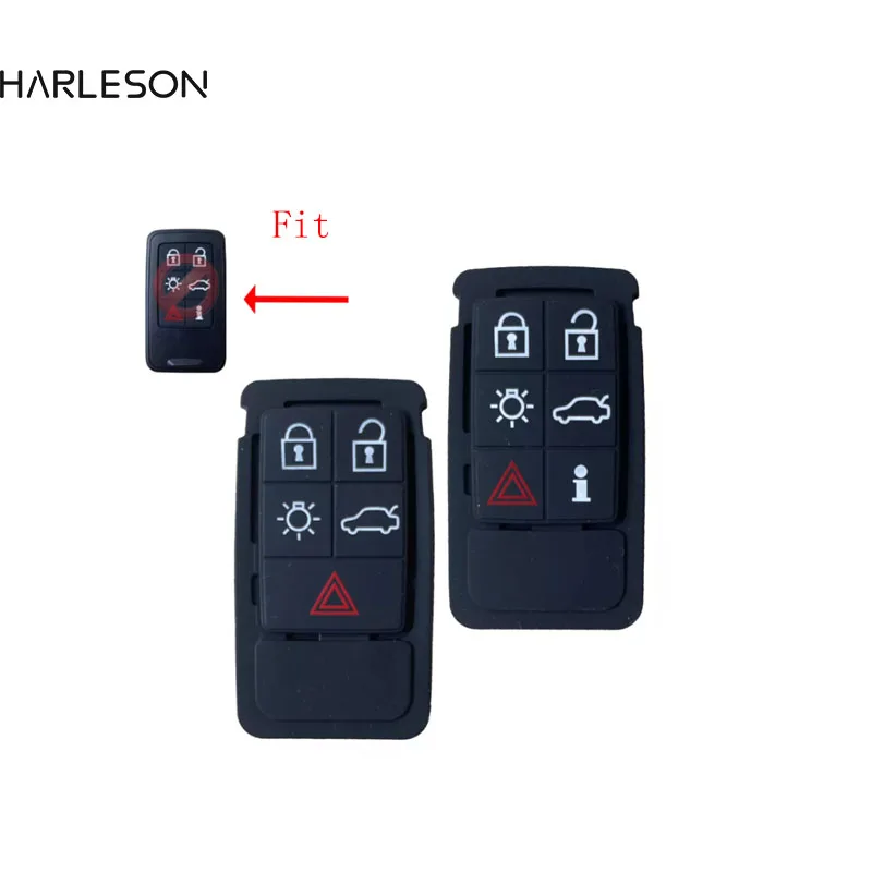 5 6 Buttons Remote Key Rubber Pad Replacement FOB For Volvo S60 S80 XC70 XC90 Black Rubber Mat Remote Key FOB Silicone Case