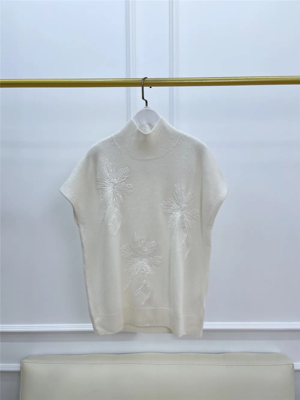 Высококачественный Женский плотный кашемировый пуловер с цветочной вышивкой