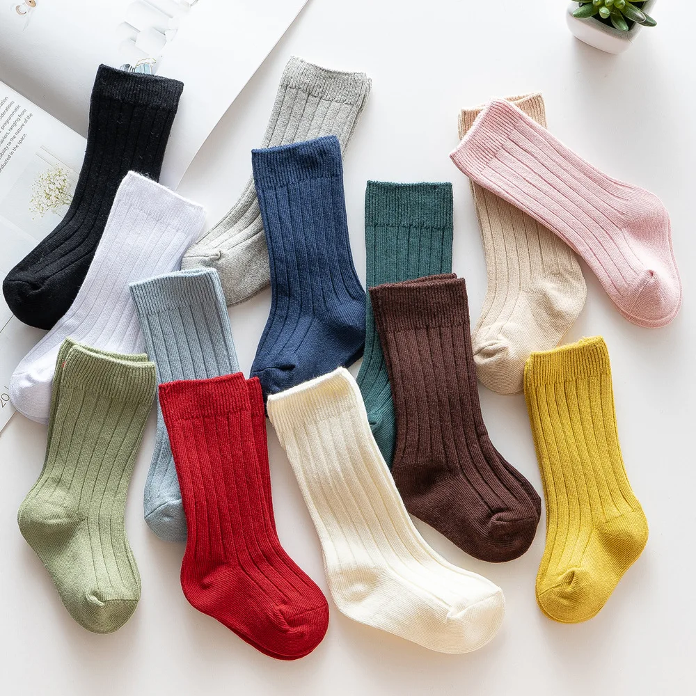 

2022 Spring New Spanish Double Needle Pit Strip Baby Knee Socks Baby Stockings Children's Socks Knee High Socks Baby
