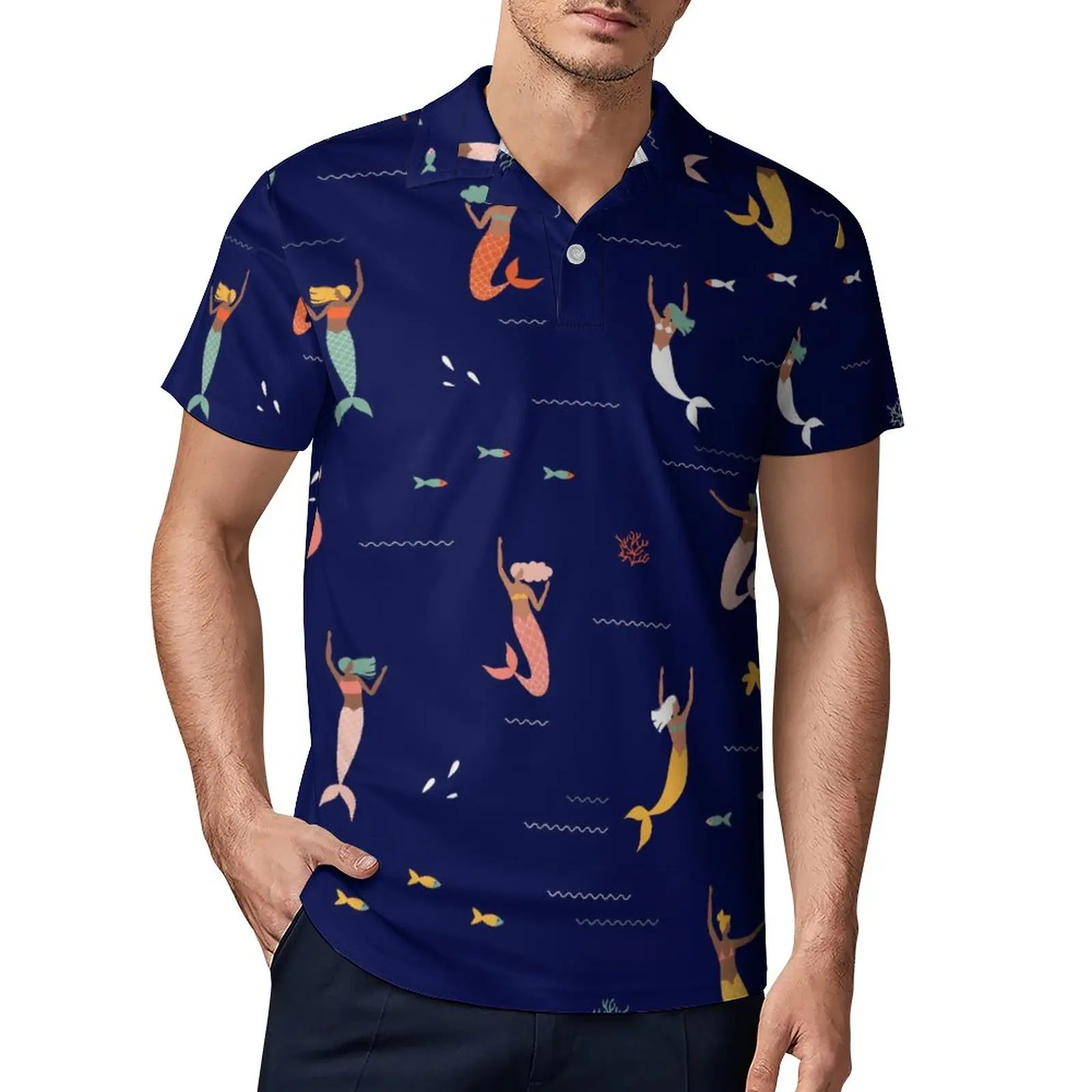 

Рубашка-поло мужская с принтом «русалка»