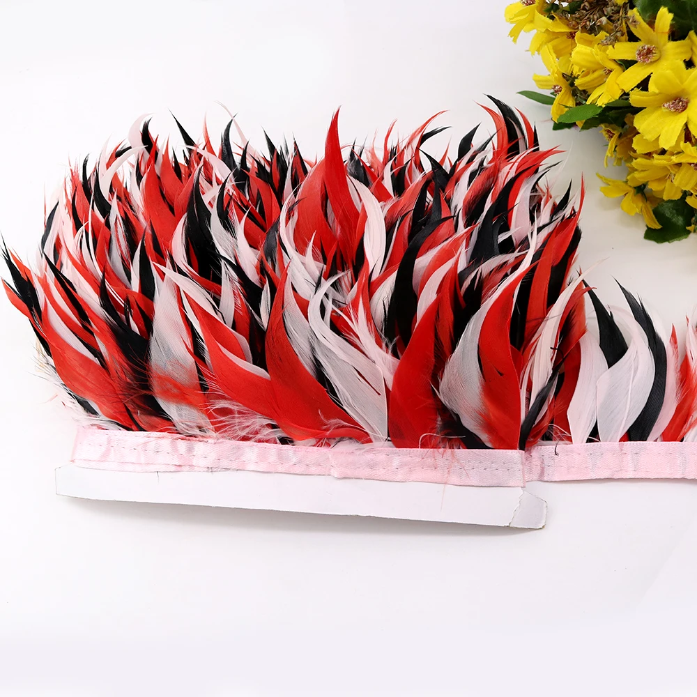 

8-10 CM Colorful Shred Goose Feathers Trim Needlework Handicraft Accessories Stripped Nagoire Feather Ribbon for Crafts Plumes