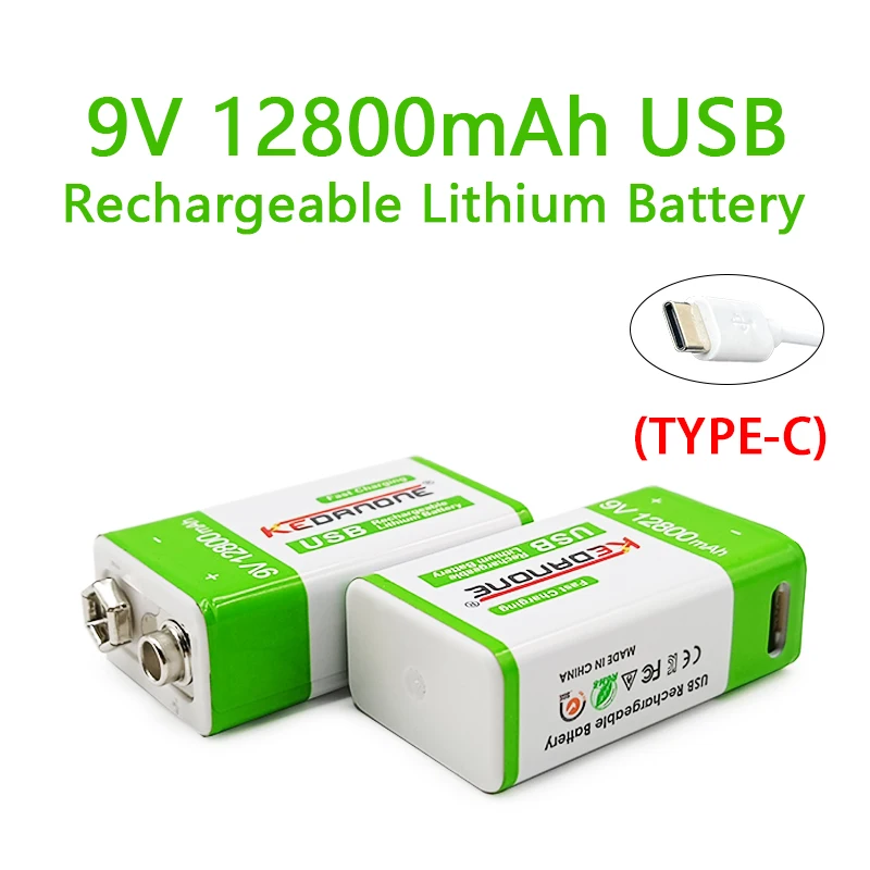 

2pcs New 9V 12800mAh Rechargeable Battery for Toy Multimeter Microphone Remote Control KTV 6F22 Micro USB 9V Li-ion Batteries