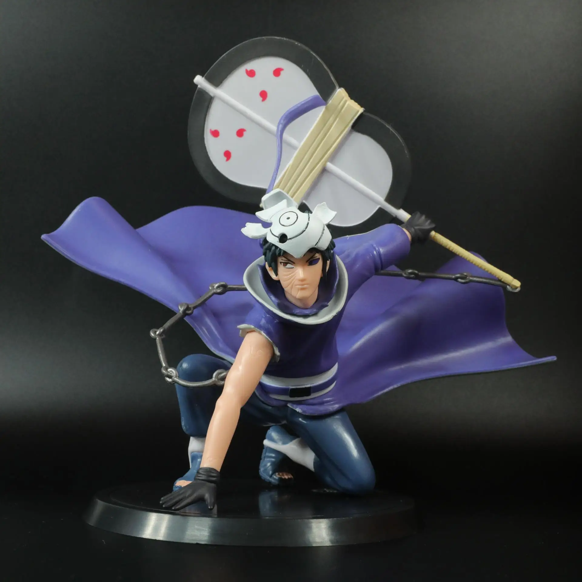

24cm NARUTO Uchiha Obito Figure With Weapons Flame Fan Uchiha Bounces Back